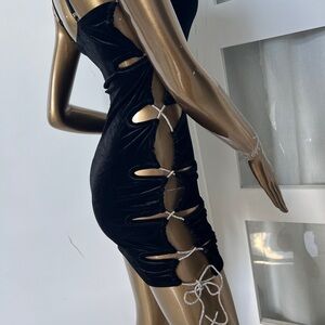 Brand New! Elegant Black Velvet Mini Dress